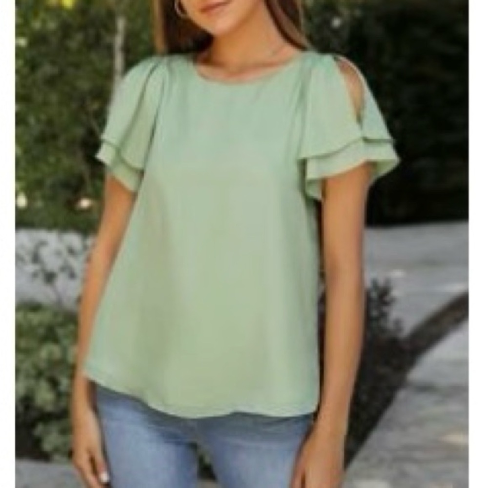Layered split sleeve solid top XS